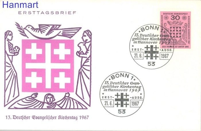 Znaczek Niemcy 1967 Mi 536 FDC