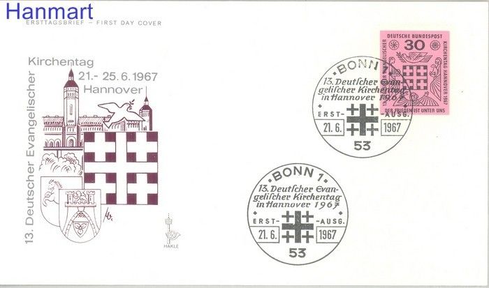 Niemcy 1967 Mi 536 FDC
