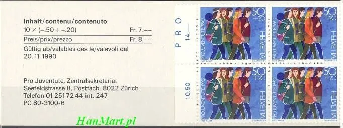 Znaczek Szwajcaria 1990 Mi mh 0-88 Czyste **