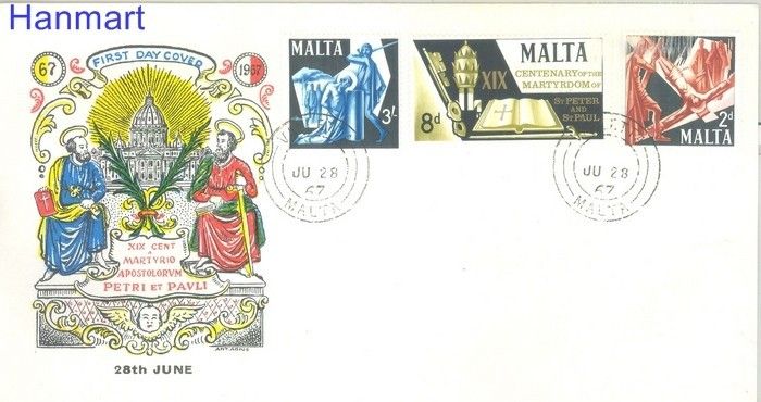 Znaczek Malta 1967 Mi 353-355 FDC