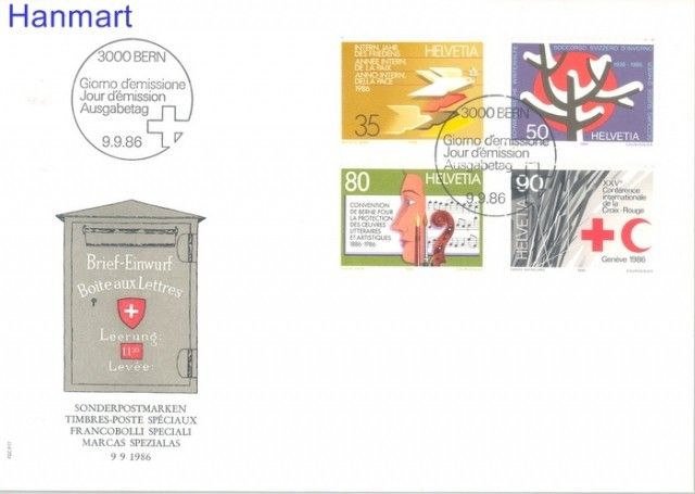 Znaczek Szwajcaria 1986 Mi 1327-1330 FDC
