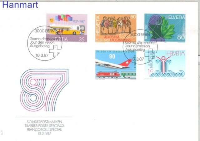 Znaczek Szwajcaria 1987 Mi 1335-1339 FDC