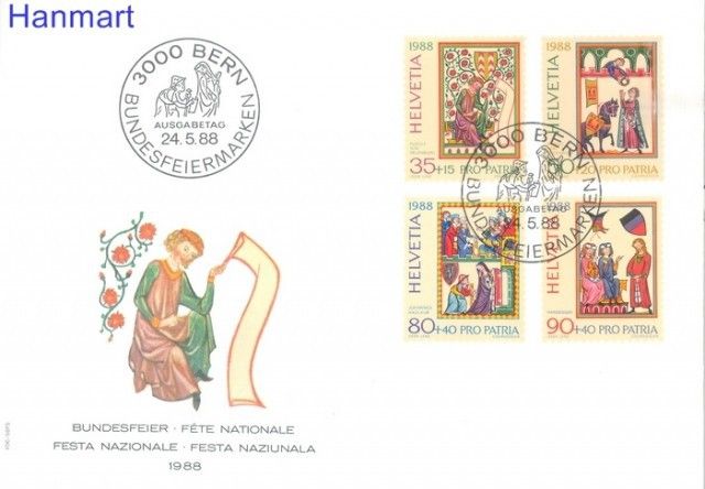 Znaczek Szwajcaria 1988 Mi 1372-1375 FDC