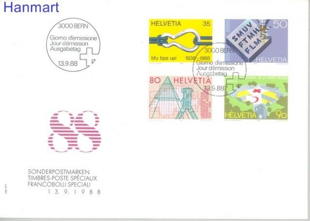 Znaczek Szwajcaria 1988 Mi 1376-1379 FDC