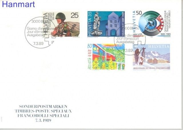 Znaczek Szwajcaria 1989 Mi 1385-1389 FDC