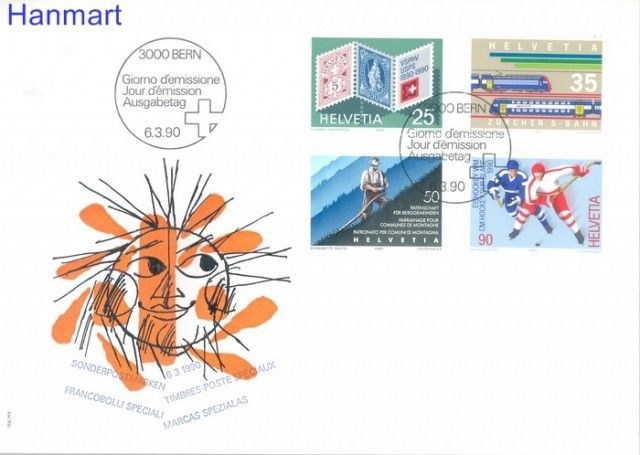 Znaczek Szwajcaria 1990 Mi 1409-1412 FDC