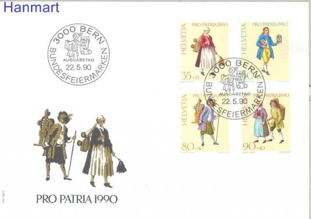 Znaczek Szwajcaria 1990 Mi 1417-1420 FDC