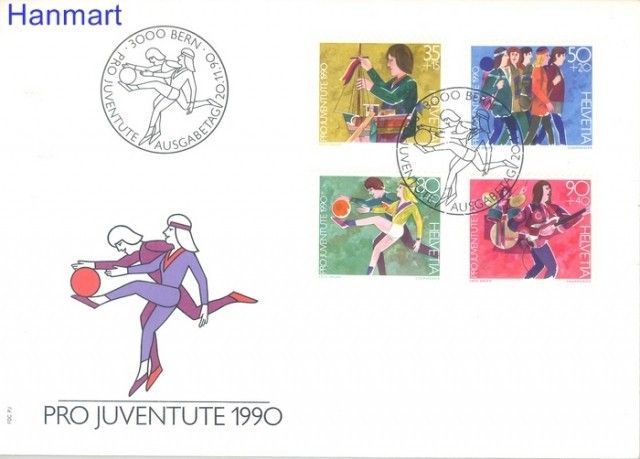 Znaczek Szwajcaria 1990 Mi 1431-1434 FDC