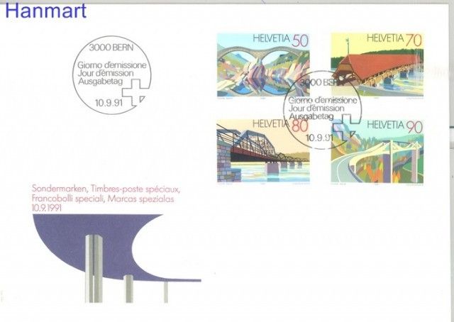 Znaczek Szwajcaria 1991 Mi 1450-1453 FDC