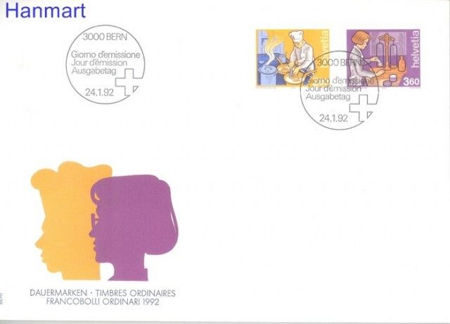 Znaczek Szwajcaria 1992 Mi 1463-1464 FDC