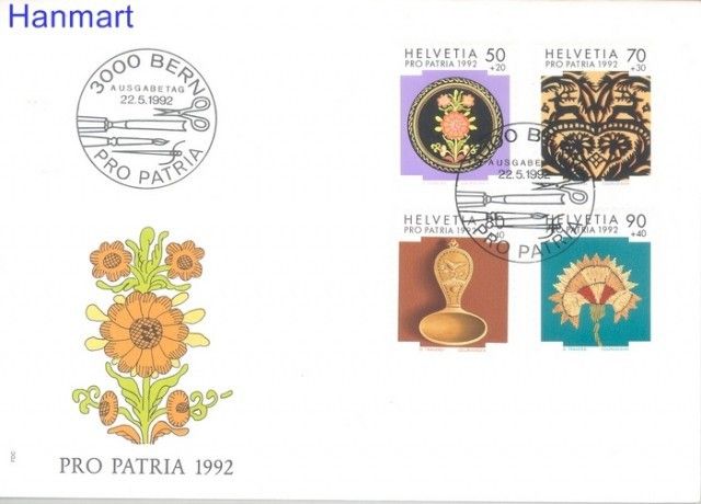 Znaczek Szwajcaria 1992 Mi 1470-1473 FDC