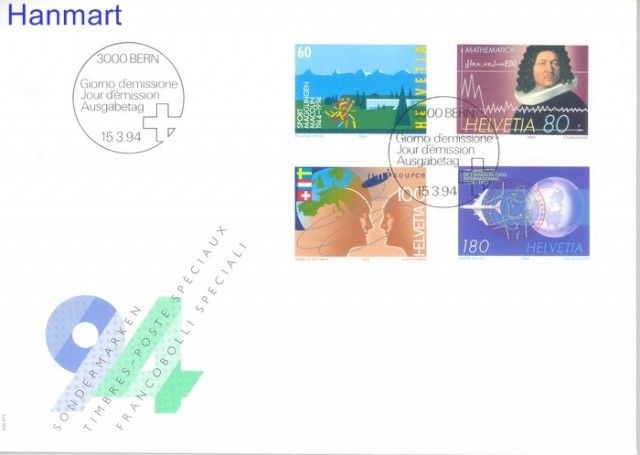 Znaczek Szwajcaria 1994 Mi 1516-1519 FDC