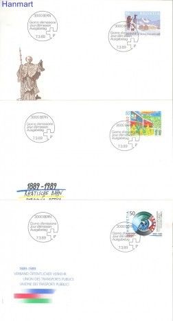 Znaczek Szwajcaria 1989 Mi 1387-1389 FDC