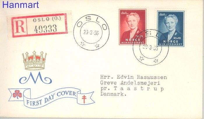 Znaczek Norwegia 1956 FDC