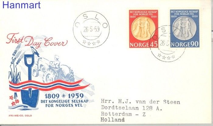 Znaczek Norwegia 1959 FDC