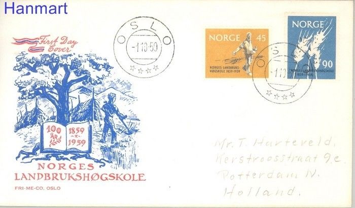 Znaczek Norwegia 1959 FDC