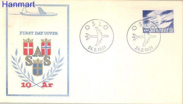 Znaczek Norwegia 1961 Mi 451 FDC