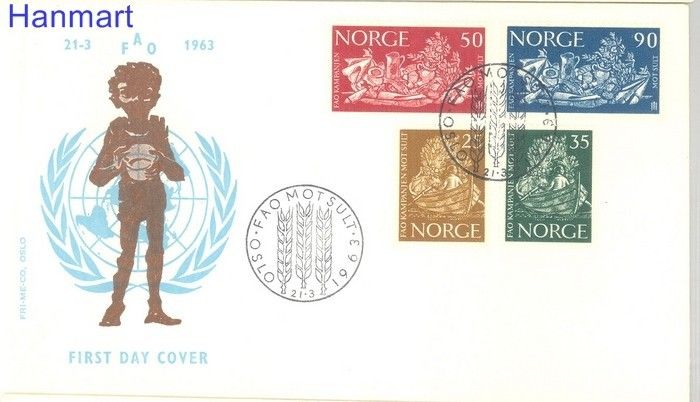Znaczek Norwegia 1963 Mi 487-490 FDC