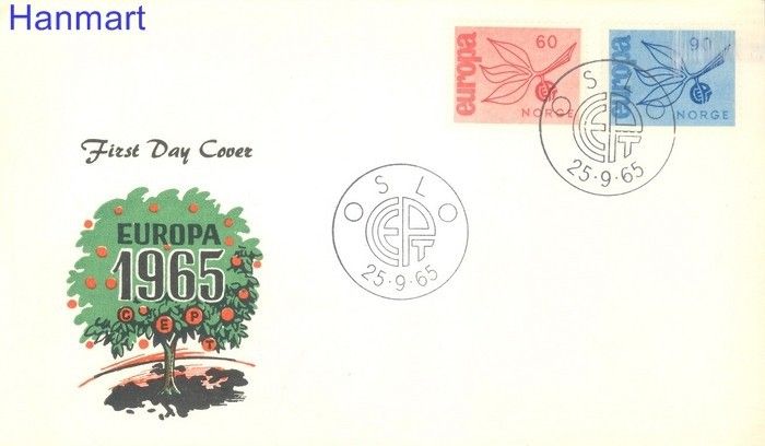 Znaczek Norwegia 1965 Mi 532-533 FDC