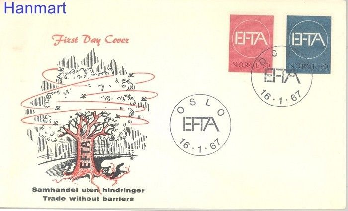 Znaczek Norwegia 1967 Mi 551-552 FDC