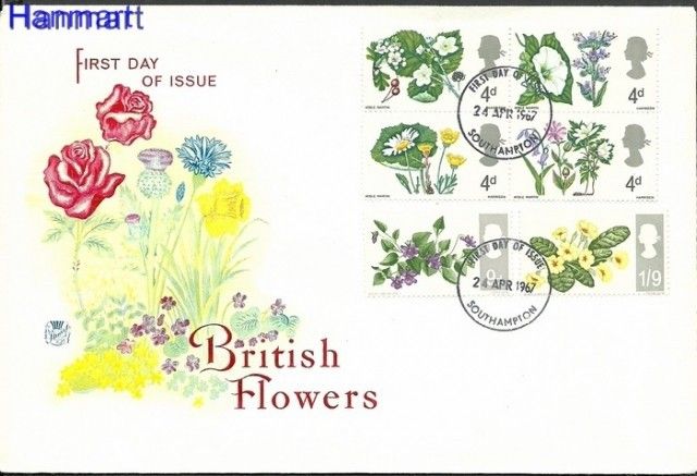 Znaczek Wielka Brytania 1967 Mi 446-451x FDC