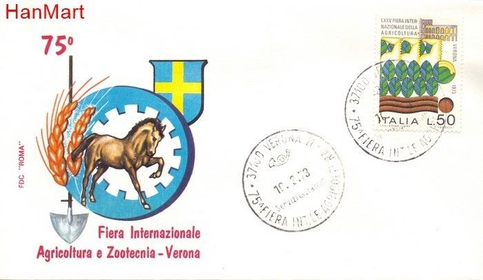 Znaczek Włochy 1973 FDC