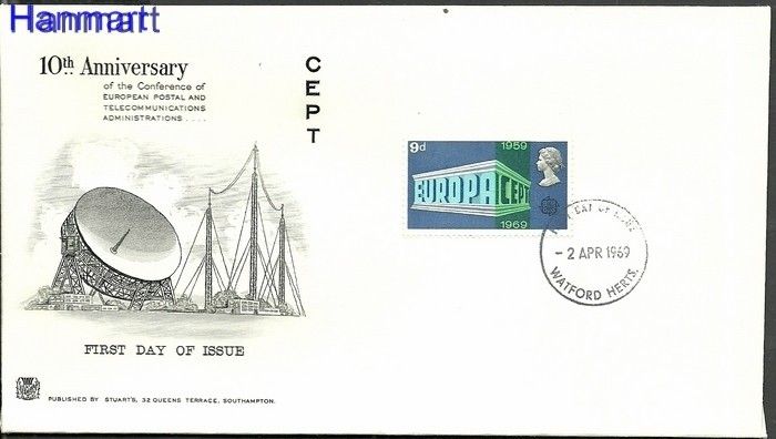 Znaczek Wielka Brytania 1969 FDC
