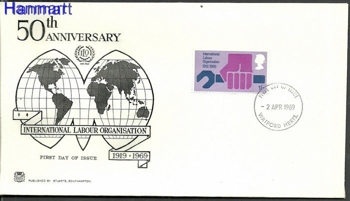 Znaczek Wielka Brytania 1969 FDC