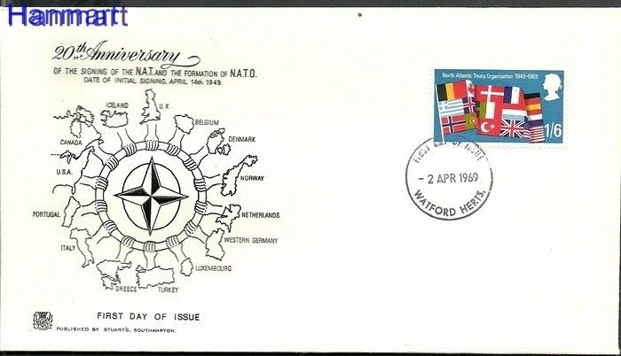 Znaczek Wielka Brytania 1969 FDC