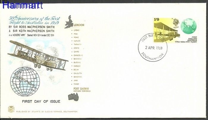 Znaczek Wielka Brytania 1969 FDC
