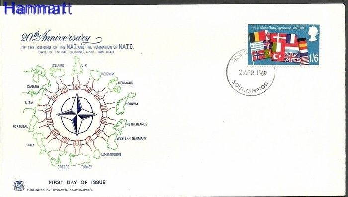 Znaczek Wielka Brytania 1969 FDC
