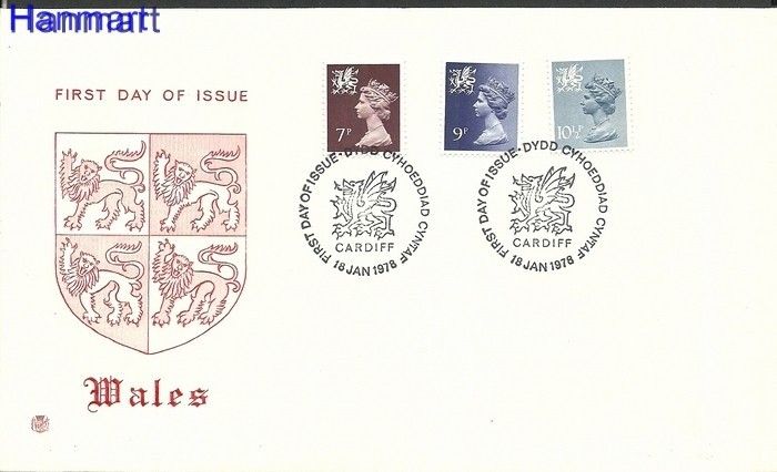 Znaczek Wielka Brytania 1978 Mi 25-27 FDC