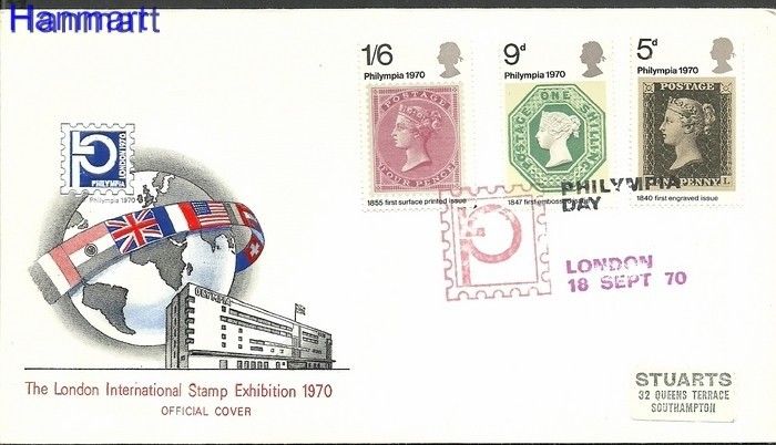 Znaczek Wielka Brytania 1970 Mi 555-557 FDC
