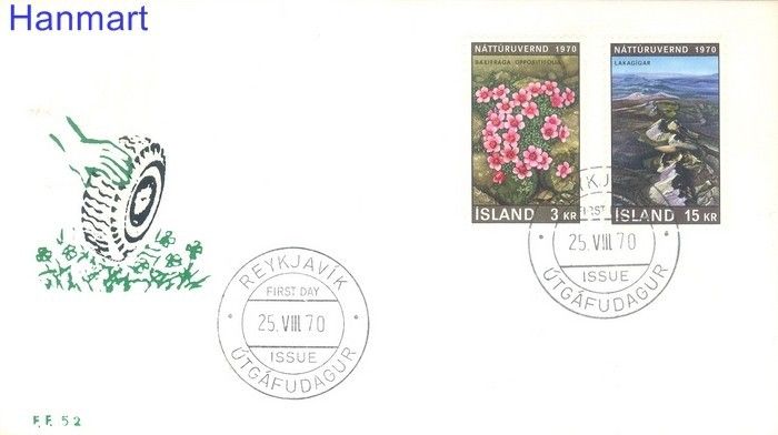 Znaczek Islandia 1970 Mi 447-448 FDC
