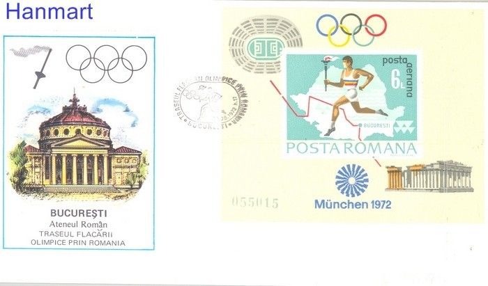 Znaczek Rumunia 1972 Mi bl 93 FDC