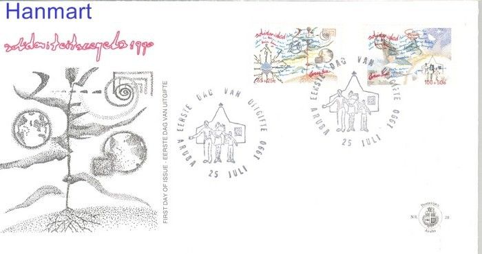Znaczek Aruba 1990 Mi 78-79 FDC