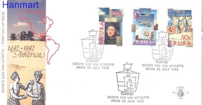 Znaczek Aruba 1992 Mi 110-112 FDC
