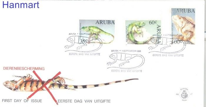 Znaczek Aruba 1993 Mi 128-130 FDC