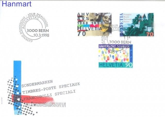 Znaczek Szwajcaria 1998 Mi 1640-1642 FDC