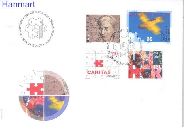 Znaczek Szwajcaria 2001 Mi 1746-1749 FDC