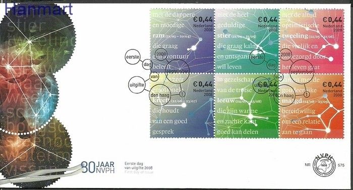 Znaczek Holandia 2008 Mi 2588-2593 FDC