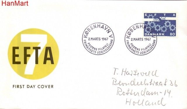 Znaczek Dania 1967 FDC