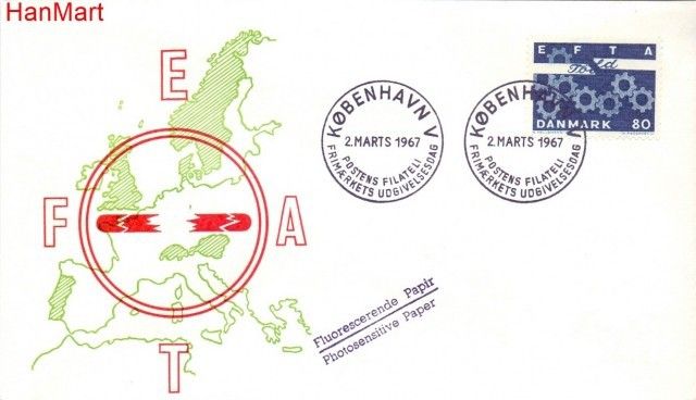 Znaczek Dania 1967 FDC