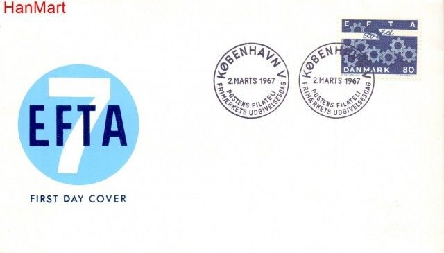 Znaczek Dania 1967 FDC