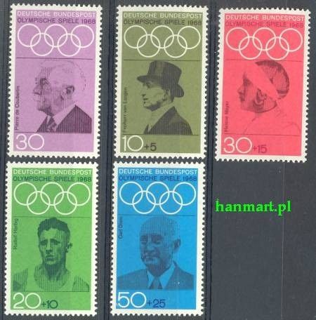 Znaczek Niemcy 1968 Mi 561-565 Czyste **