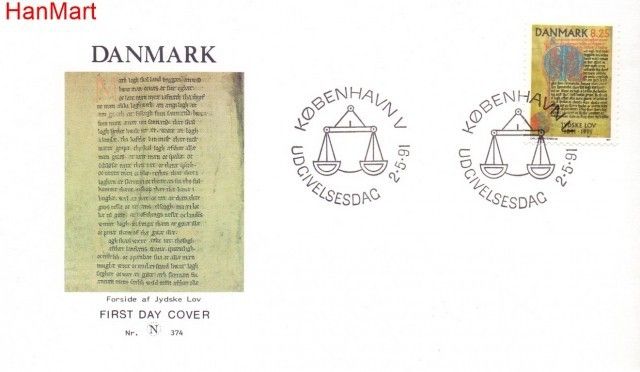 Znaczek Dania 1991 Mi 1002 FDC