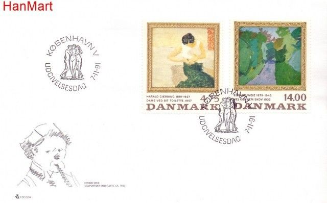 Znaczek Dania 1991 Mi 1016-1017 FDC