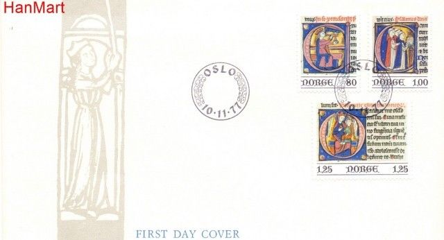 Znaczek Norwegia 1977 Mi 755-757 FDC