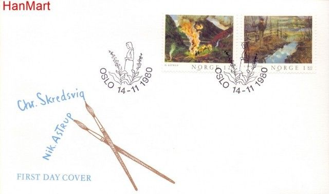 Znaczek Norwegia 1980 Mi 823-824 FDC