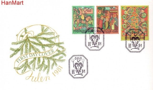 Znaczek Norwegia 1981 Mi 850-852 FDC